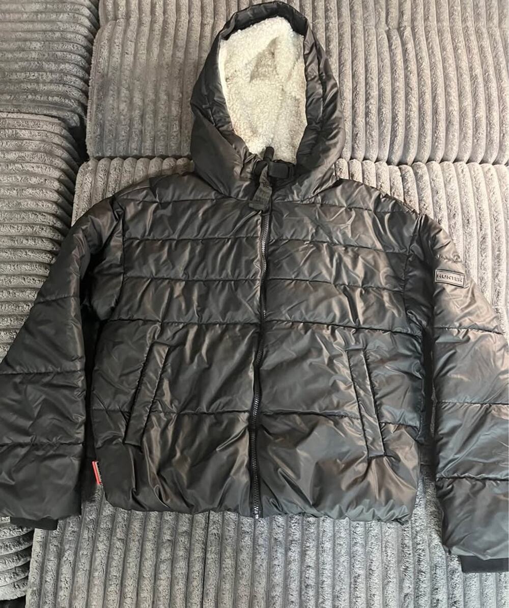 Hunter Black Puffer Jacket with Sherpa Lined Hood S